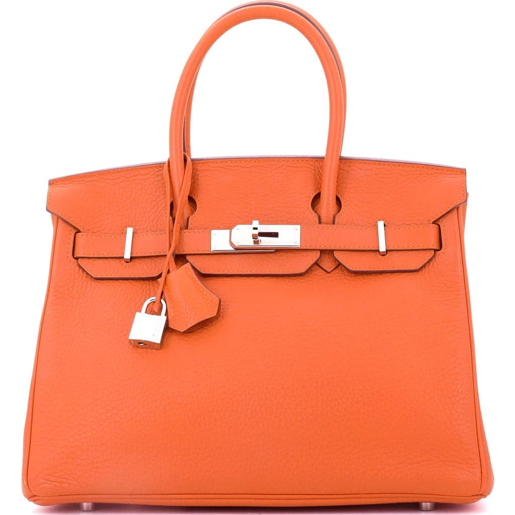Pre-owned Hermes Hermes Birkin Handbag Orange Clemence With Palladium Hardware 30