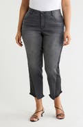 Democracy Frayed Step Hem High Waist Ankle Straight Leg Jeans