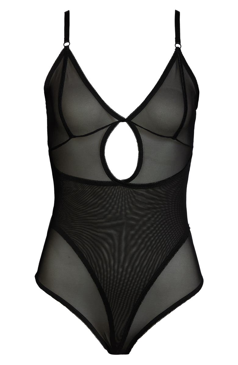 Hauty Heart On Mesh Teddy, Alternate, color, Black