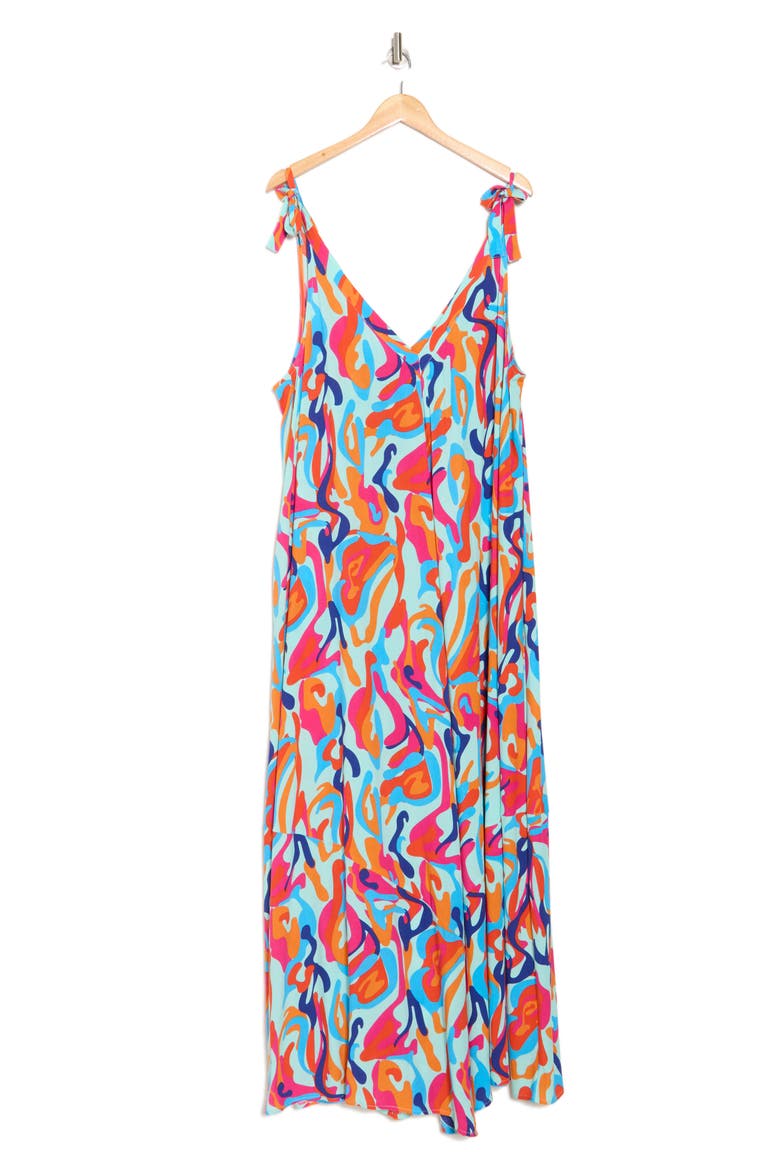 Elise Tie Strap Maxi Dress, Alternate, color, LAVA LEOPARD