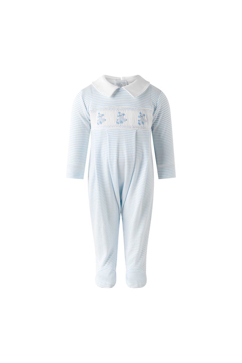 Teddy Smocked Footie, Main, color, Blue