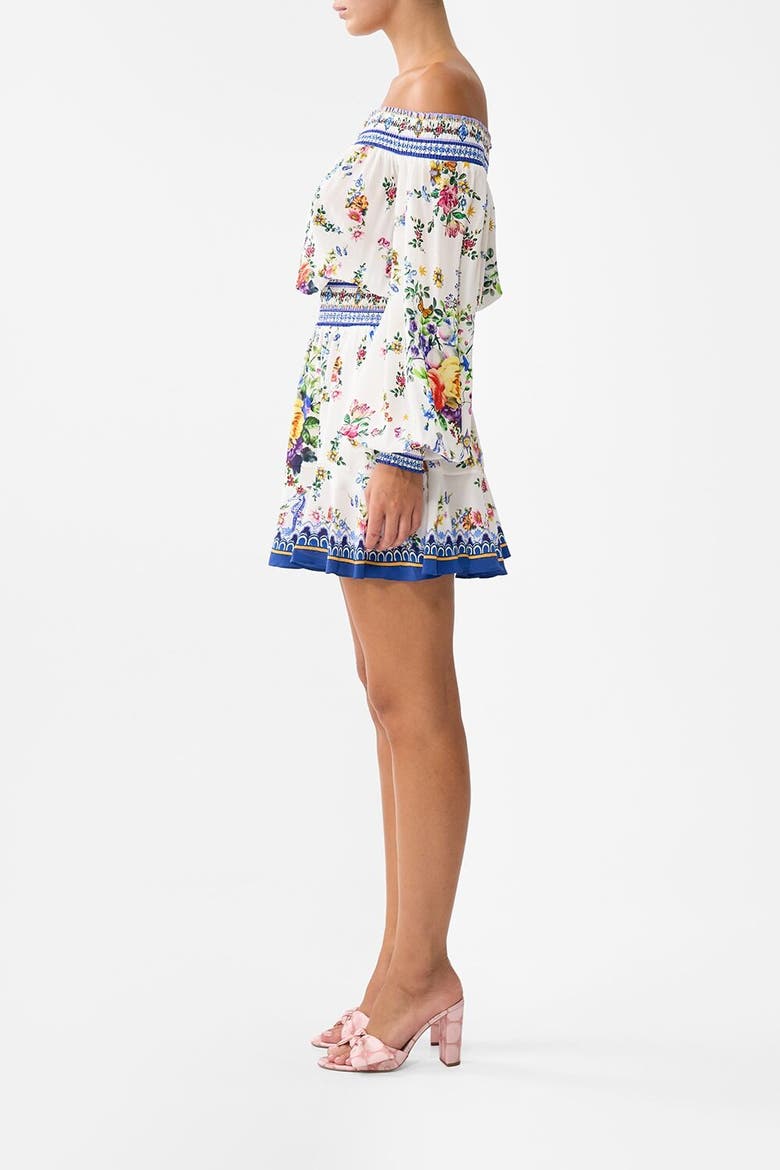 Off Shoulder Short Dress Tiles Darls, Alternate, color, Tiles Darls