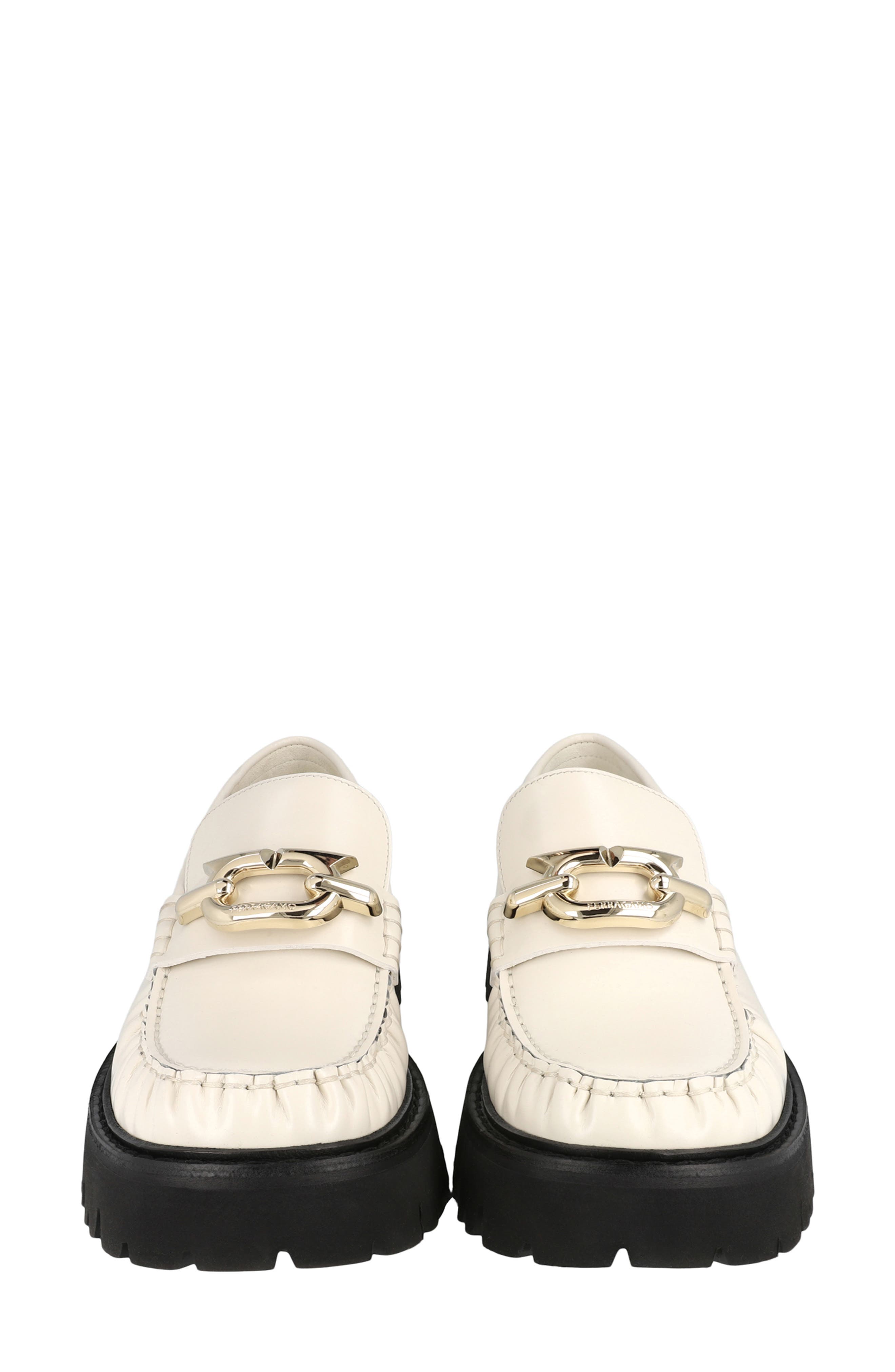 FERRAGAMO Lug Sole Loafer, Alternate, color, White