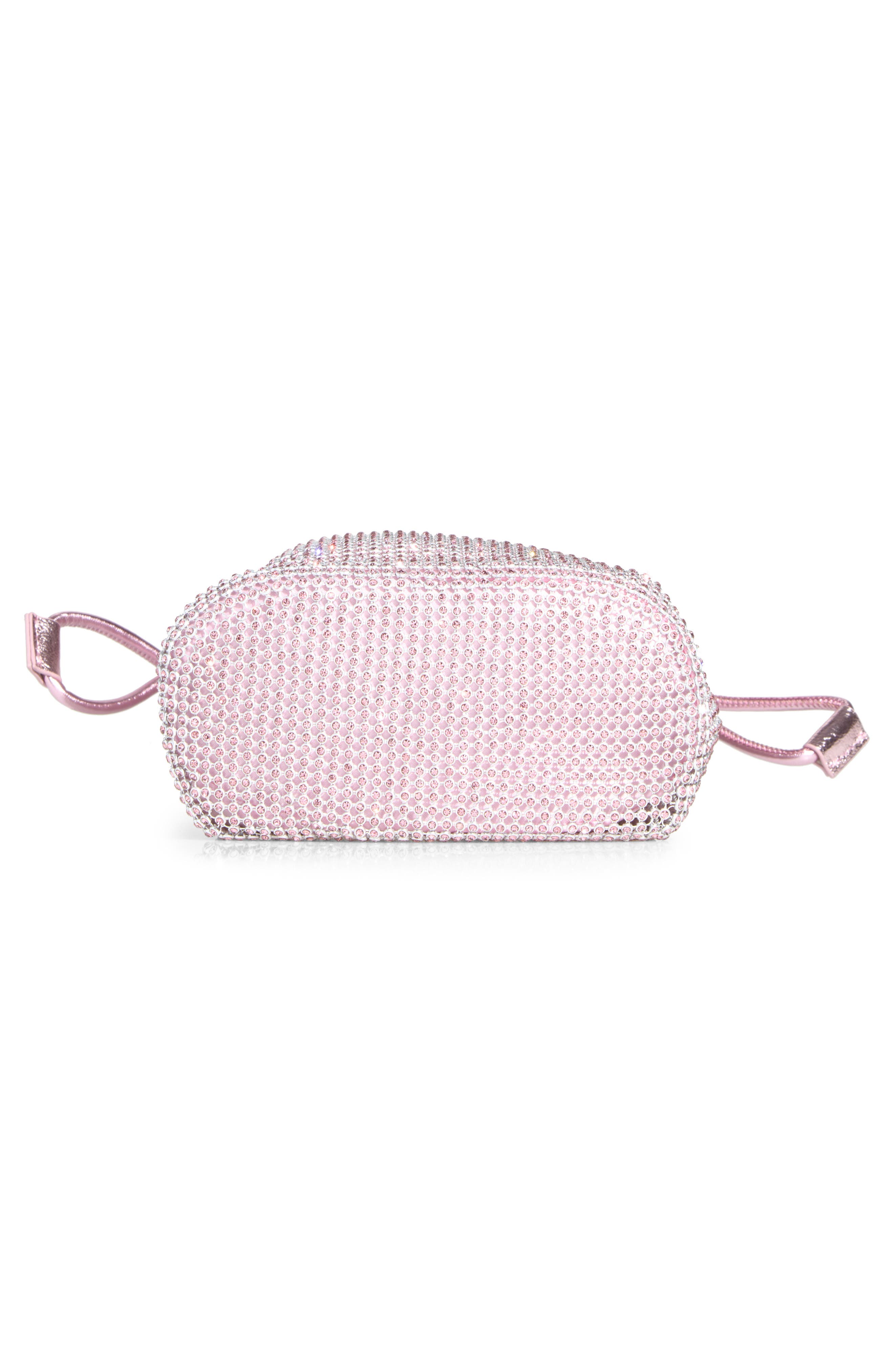 Eyes Crystal Mesh Drawstring Pouch, Alternate, color, PINK