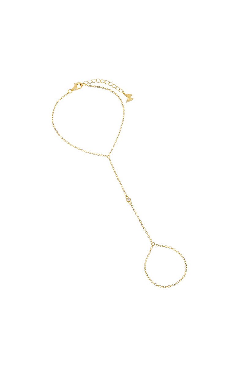 BY ADINA EDEN Copy of CZ Single Bezel Chain Hand Chain, Main, color, Gold