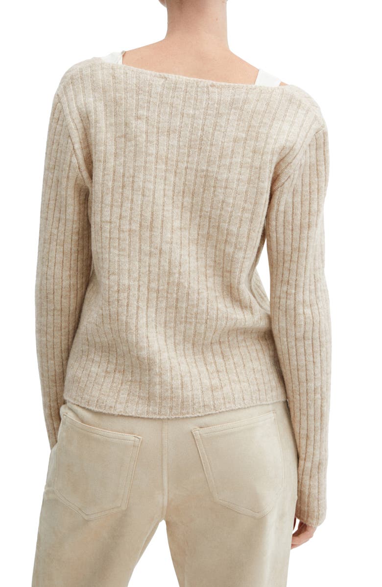 MANGO Rib V-Neck Sweater, Alternate, color, 