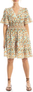 MAX STUDIO Short Sleeve Tiered Crepe Dress