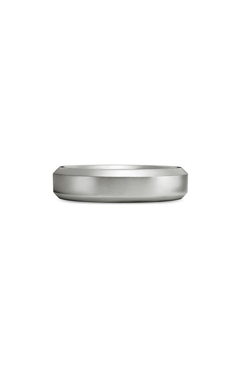 Beveled Band Ring in 18K White Gold, 6mm