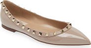 Valentino Garavani Rockstud Pointed Toe Ballerina Flat