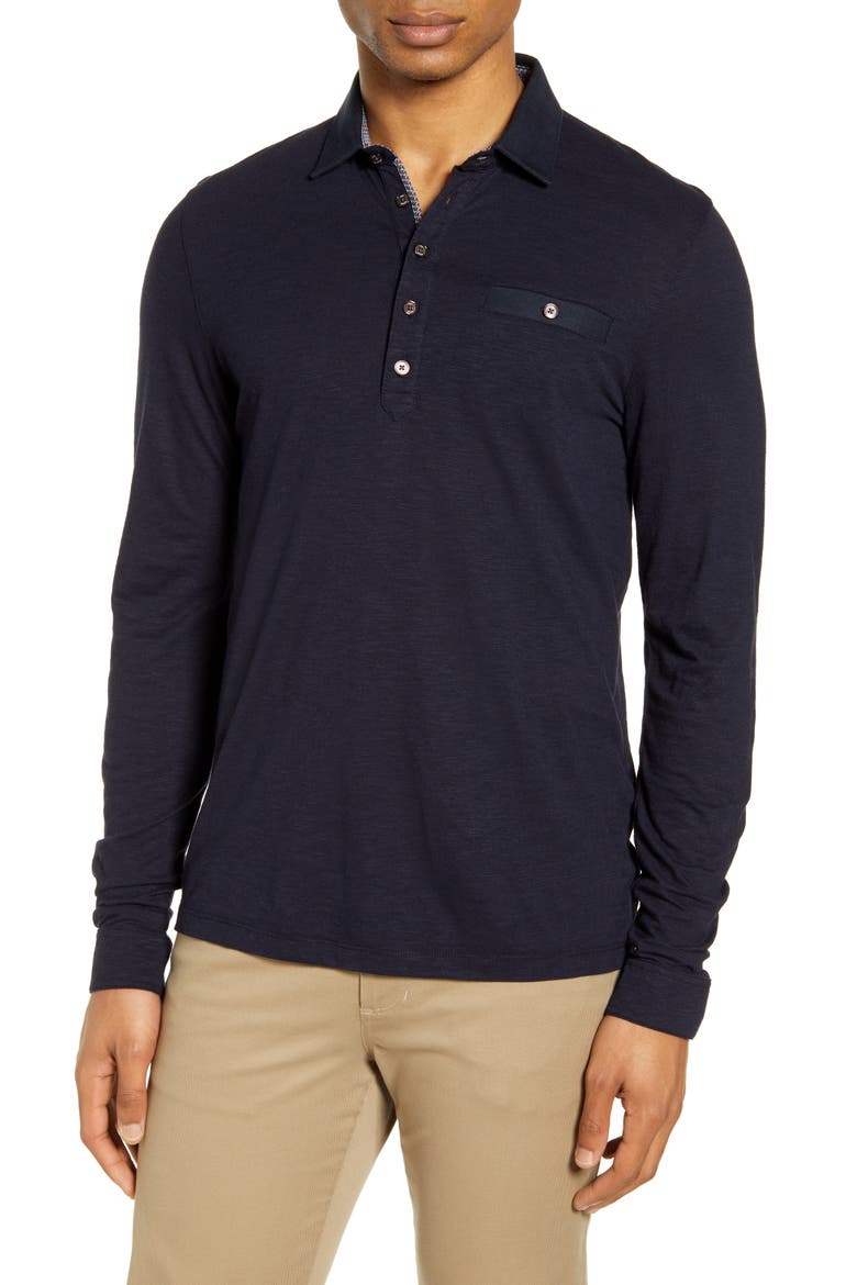 Slim Fit Slub Jersey Polo, Main, color, DARK NAVY