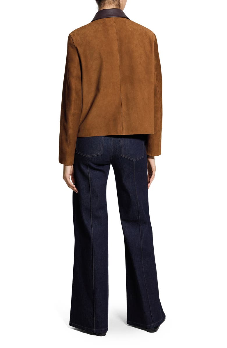 Theory Boxy Suede & Leather Jacket, Alternate, color, Tan - E0l