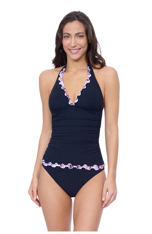 Profile By Gottex Riga Tricolore Solid Halter Tankini In Black