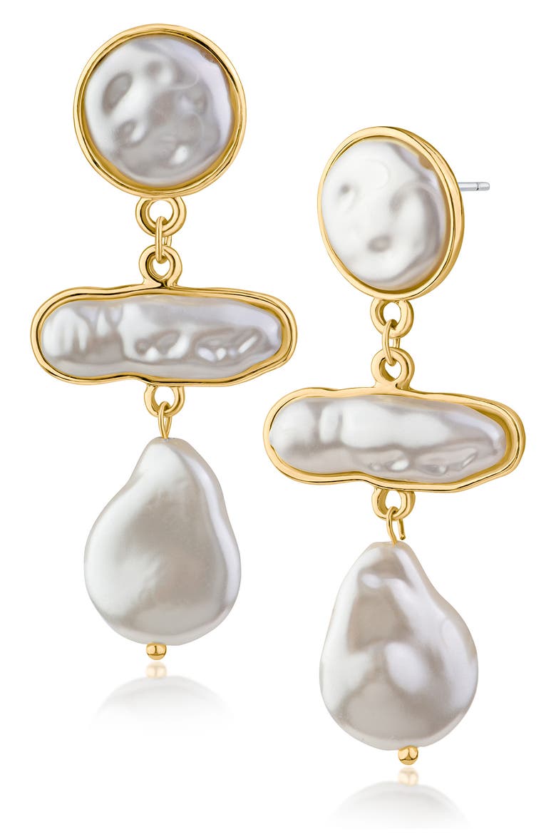 Faux Pearl Tiered Drop Earrings (Nordstrom Exclusive), Main, color, WHITE/ GOLD
