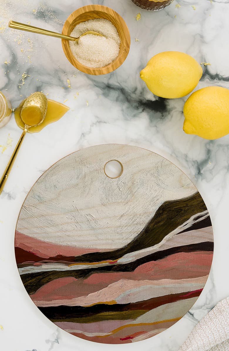 Deny Designs Shadow to Light Round Birch Wood Cutting Board, Alternate, color,