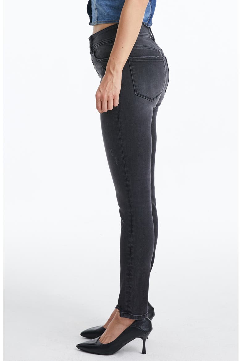 Button Fly High Waist Skinny Jeans, Alternate, color, BLACK MELODY