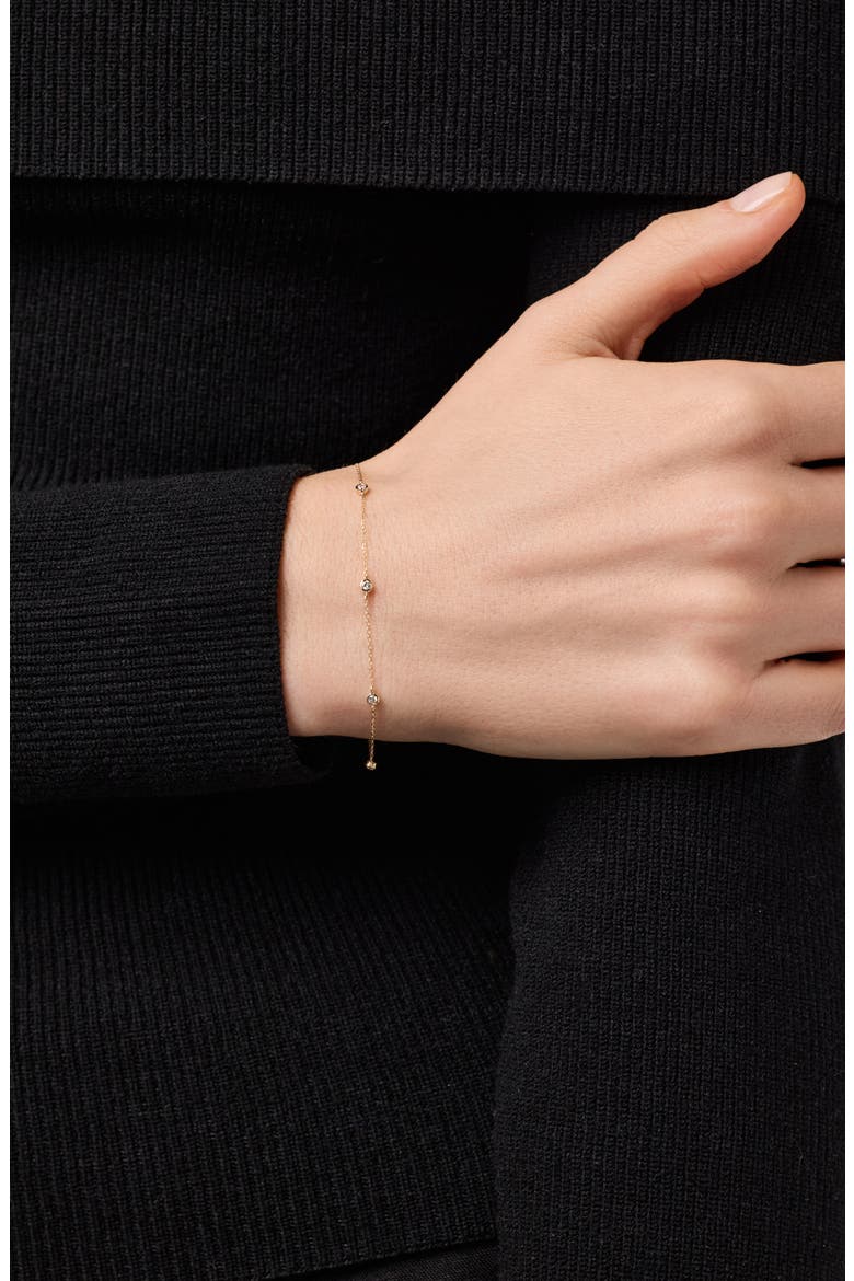 Solid Yellow Gold - Diamond Station Bracelet, Alternate, color, Gold