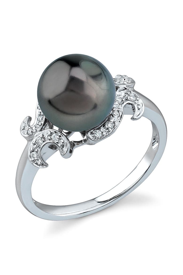 Tahitian South Sea Pearl Crown Jewel Ring, Main, color, White Gold