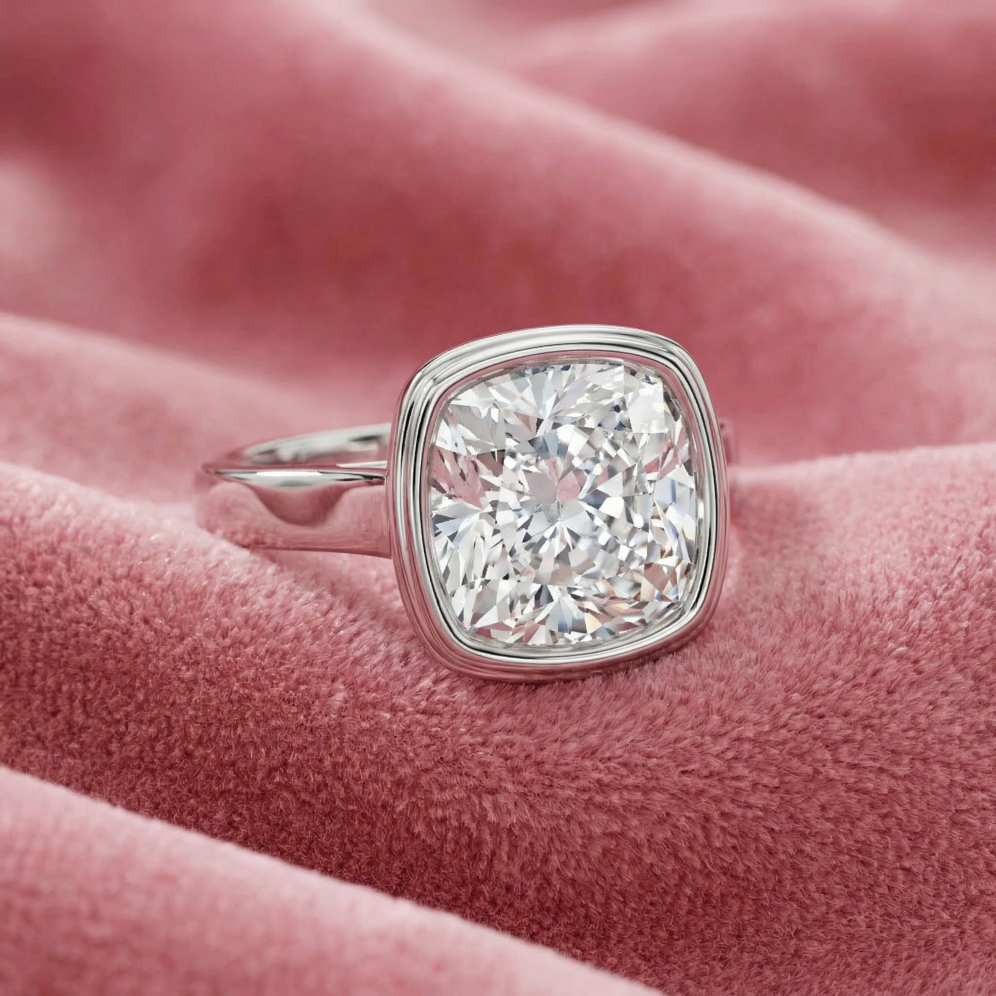 Женские аксессуары Bliss Diamond Ceritifed 4Ct Eloise Cushion Cut Bezel Set Diamond Engagement Ring 14k Gold Lab — фото 4