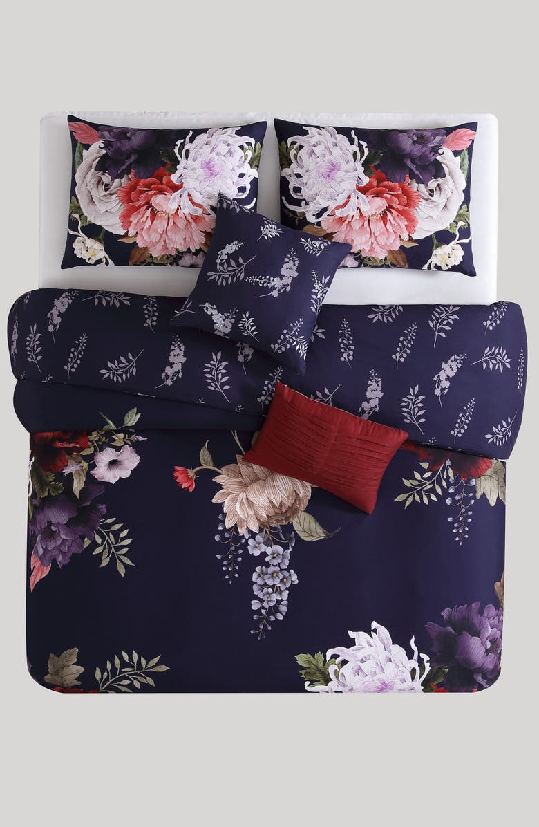 Bebejan Purple Garden 5-Piece Reversible Comforter Set, Alternate, color, Purple