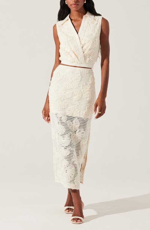 Astr The Label Sol Flower Appliqué Open Stitch Skirt In Cream