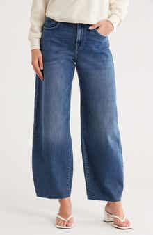 Bonnie Curvilinear Raw Hem Barrel Leg Jeans