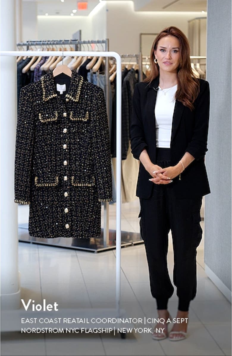 Sasha Long Sleeve Metallic Tweed Dress, sales video thumbnail