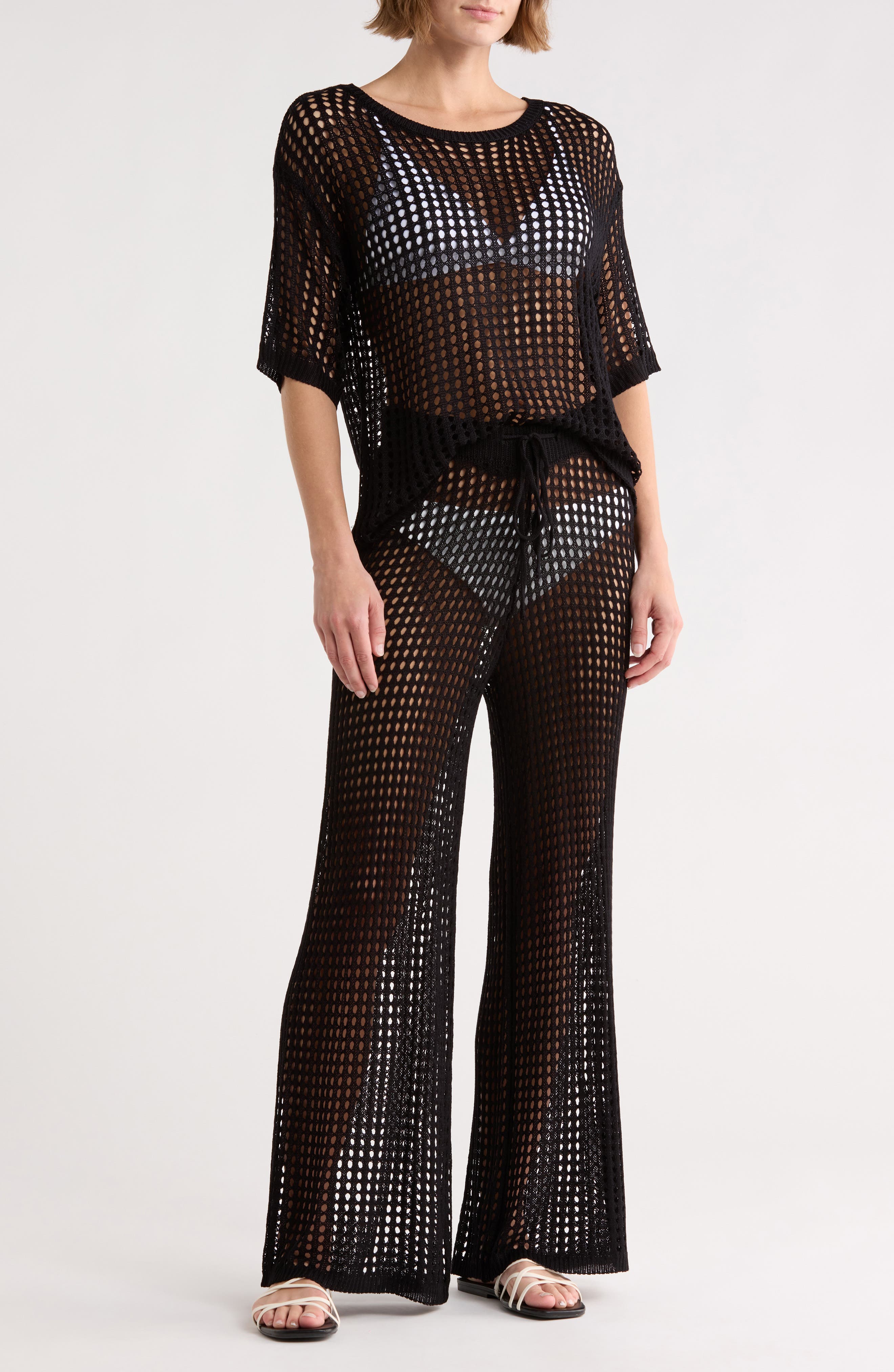 NORDSTROM RACK Open Knit Cover-Up Top & Pants Set