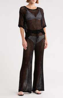 NORDSTROM RACK Open Knit Cover-Up Top & Pants Set