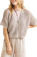 Splendid Nova Short Sleeve Cotton Pointelle Cardigan