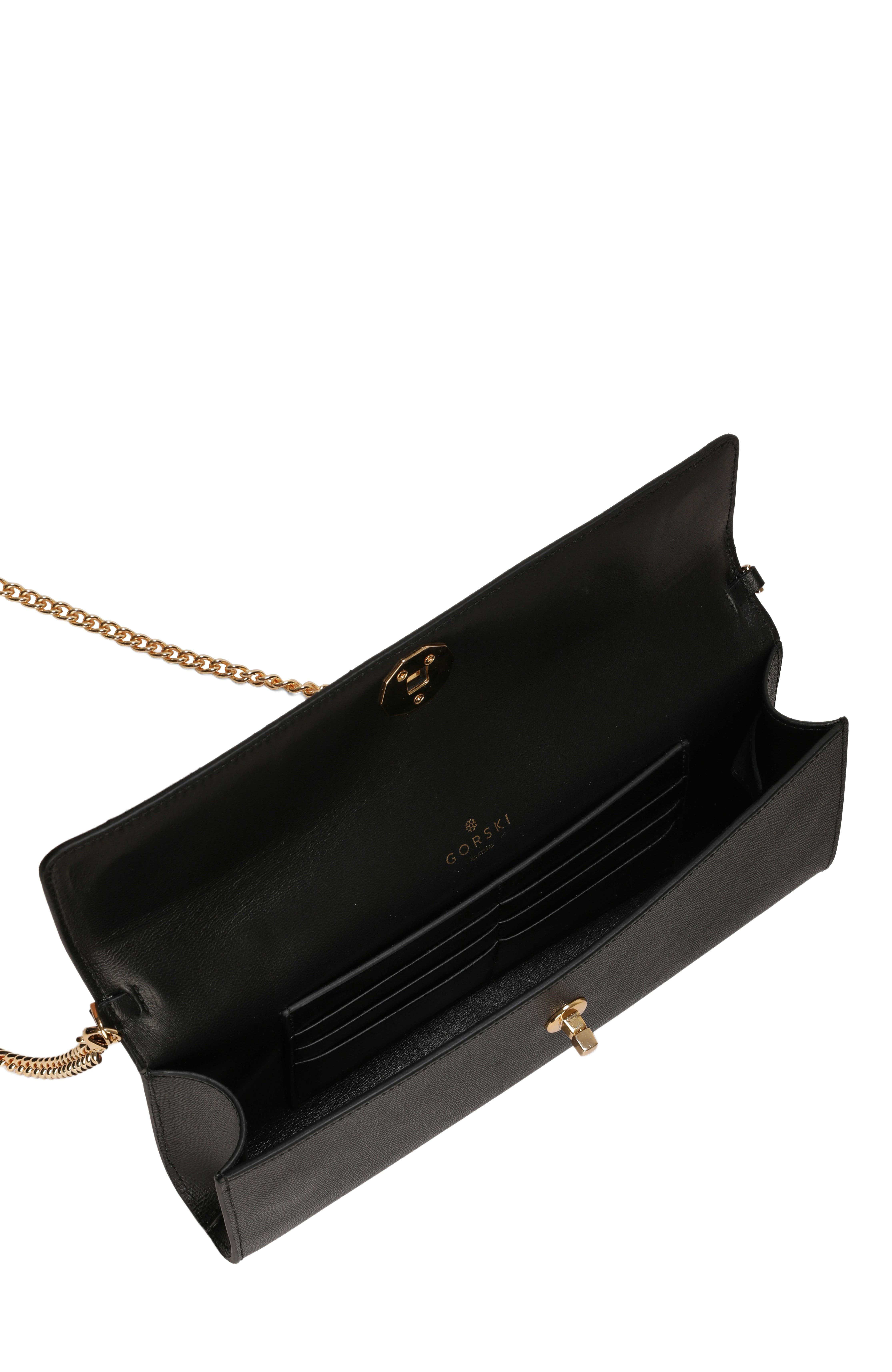 GORSKI Top Handle Rectangle Leather Crossbody Bag, Alternate, color, Black