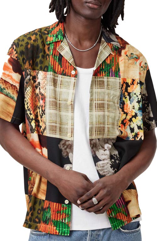 Allsaints Patches Camp Shirt In Cadet Black