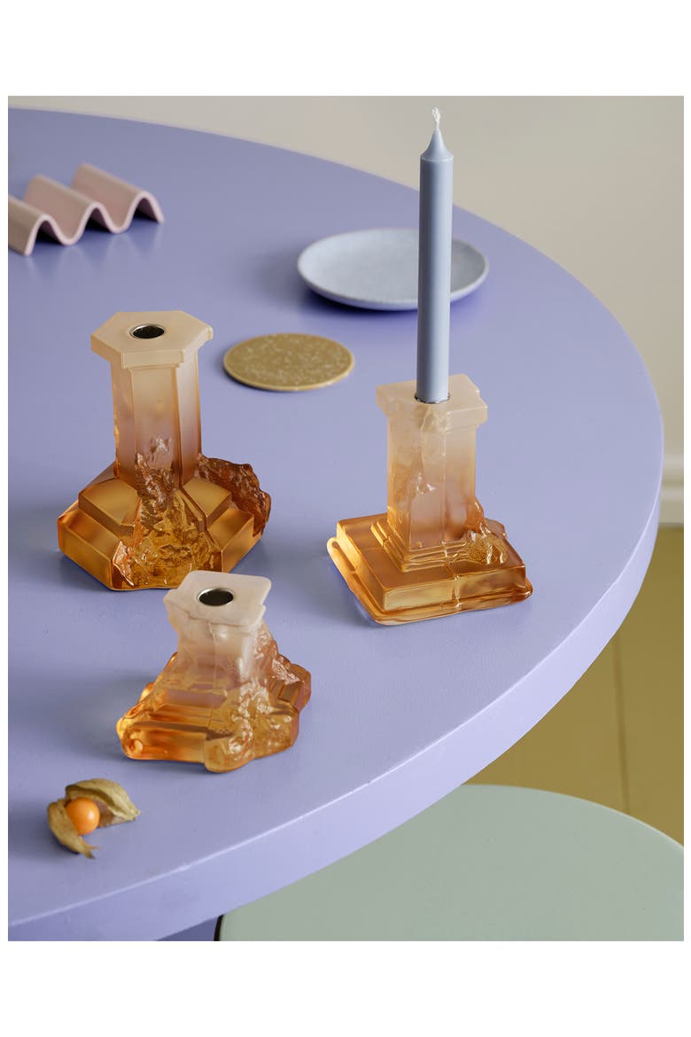 Rocky Baroque Medium Crystal Candlestick, Alternate, color, ORANGE