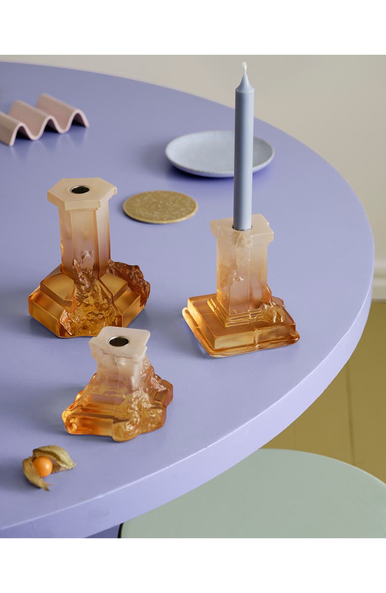 Kosta Boda Rocky Baroque Medium Crystal Candlestick, Alternate, color, Orange