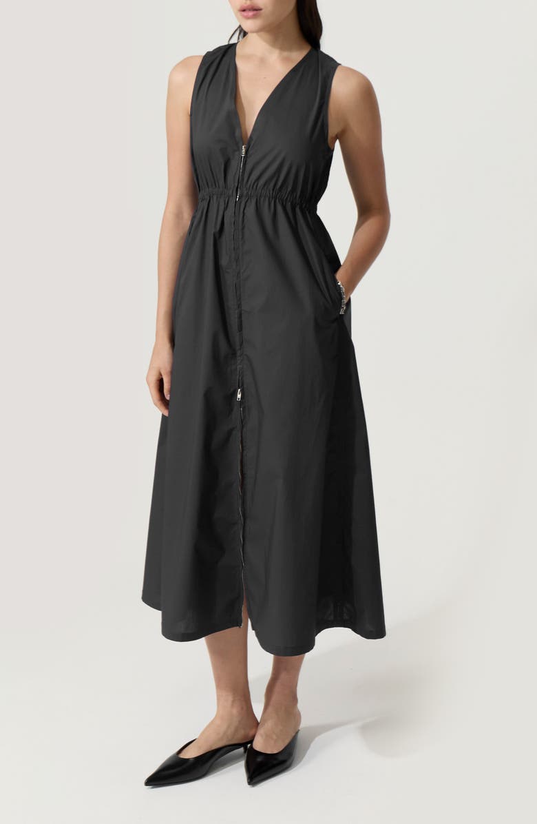 DELUC Rubbens Front Zip Sleeveless Maxi Dress, Main, color,