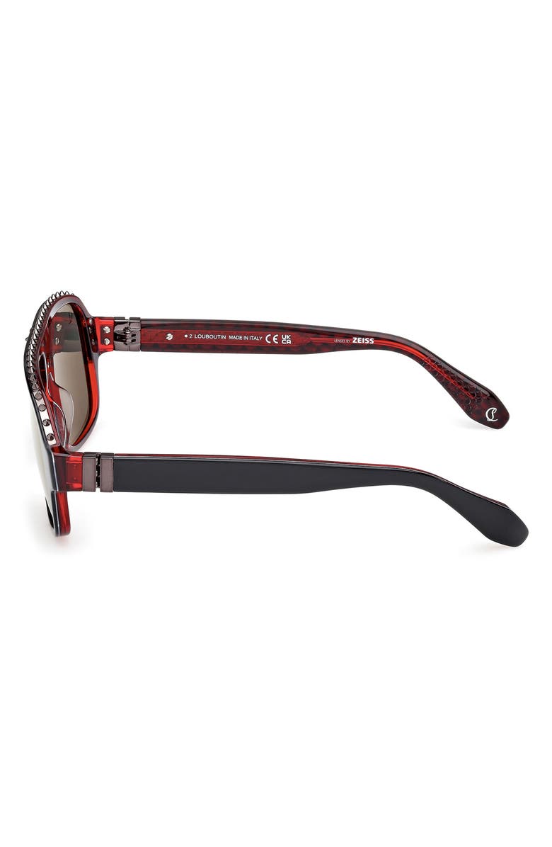 Christian Louboutin Roller 57mm Navigator Sunglasses, Alternate, color, Black Red / Gunmetal / Zeiss