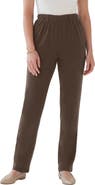 Roaman's Plus Size Soft Knit Relaxed Pull-On Straight Leg Pant