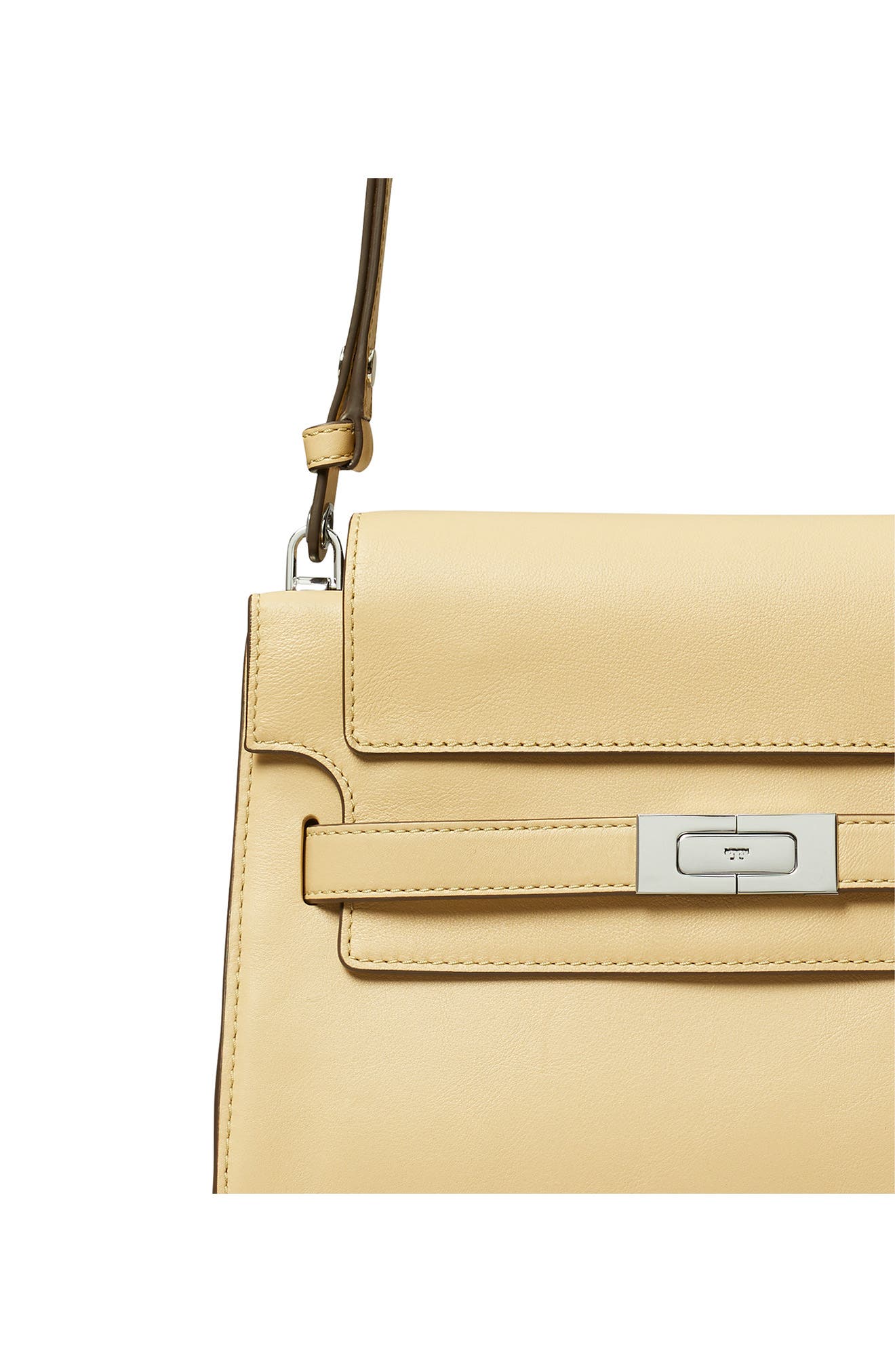 Tory Burch Lee Radziwill Leather Shoulder Bag, Alternate, color, Praline