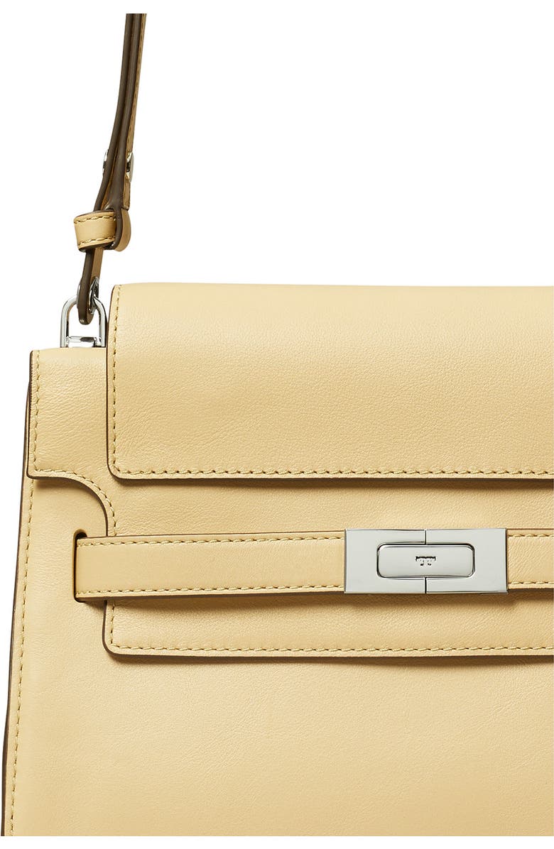 Tory Burch Lee Radziwill Leather Shoulder Bag, Alternate, color, Praline