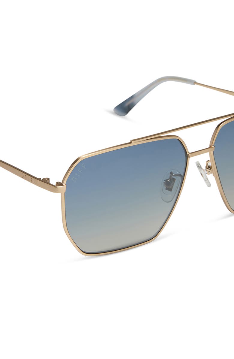 DIFF Berkely 59mm Polarized Gradient Navigator Sunglasses, Alternate, color, Brushed Gold / Aegean Blue
