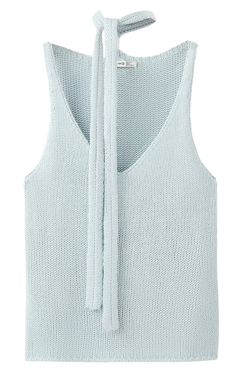 MANGO TEEN Knit Sleeveless Top with Scarf, Alternate, color, Blue