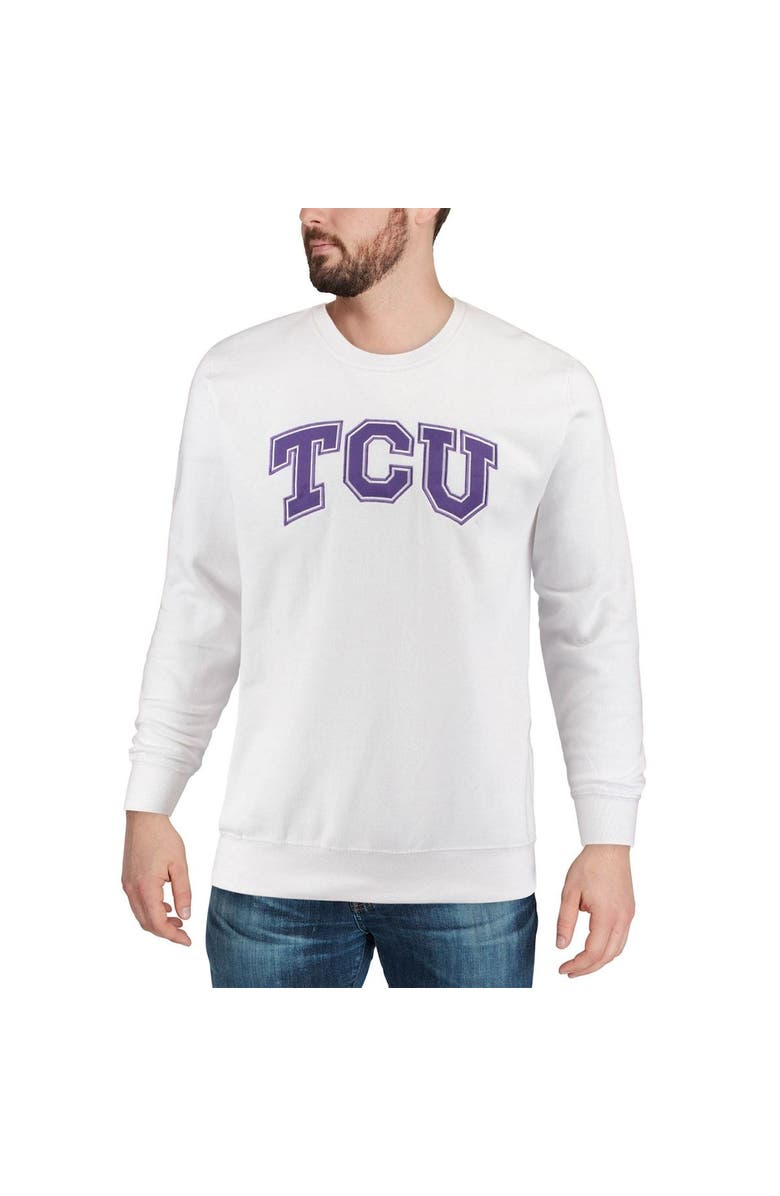 COLOSSEUM Men's Colosseum White TCU Horned Frogs Arch & Logo Crew Neck Sweatshirt, Alternate, color, White