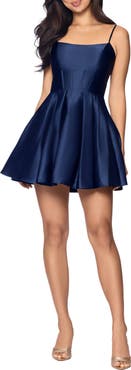 Blondie Nites Corset Back Satin Cocktail Minidress