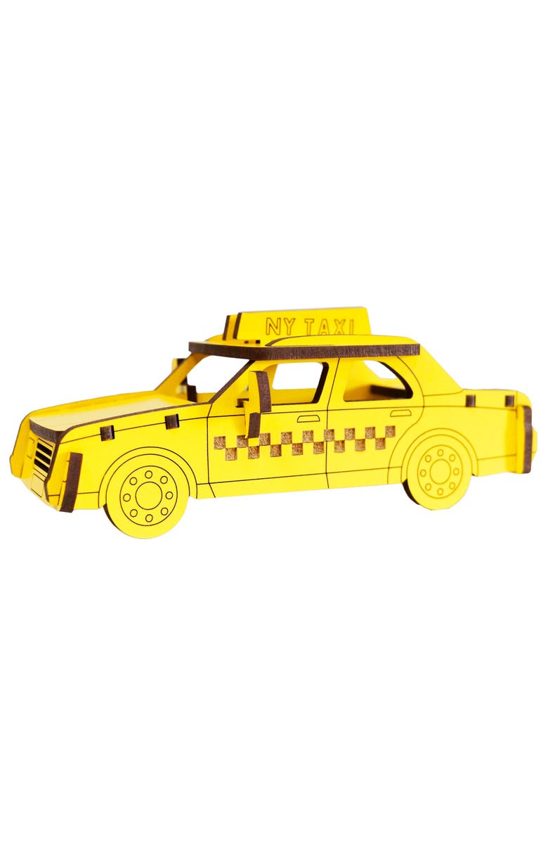 Little & Wood Woodlet Taxi 3D Wooden Kit Set, City Vehicle Puzzle, Easy Assembly, Main, color,