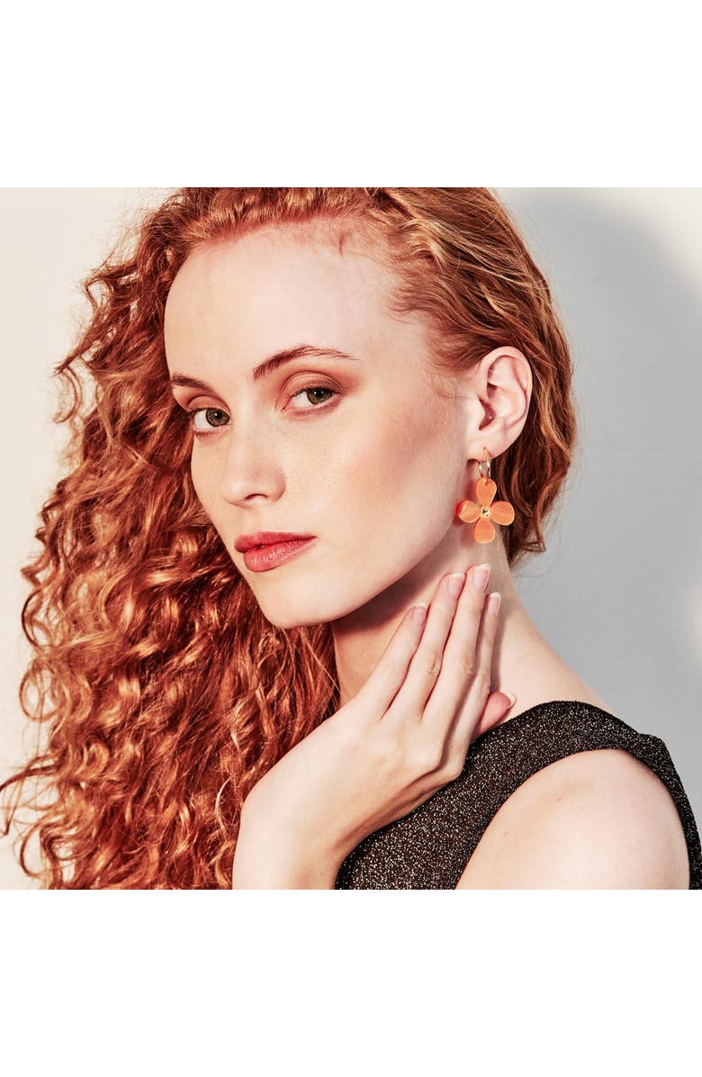 Toolally Daisy Hoop Earrings - Orange Pearl, Alternate, color, Orange Pearl