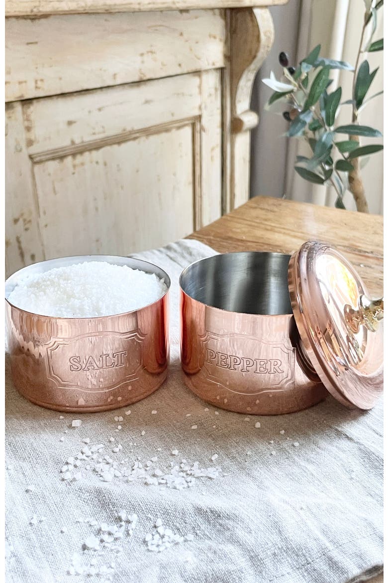 Vintage Inspired Copper Salt & Pepper Cellar, Alternate, color, Copper