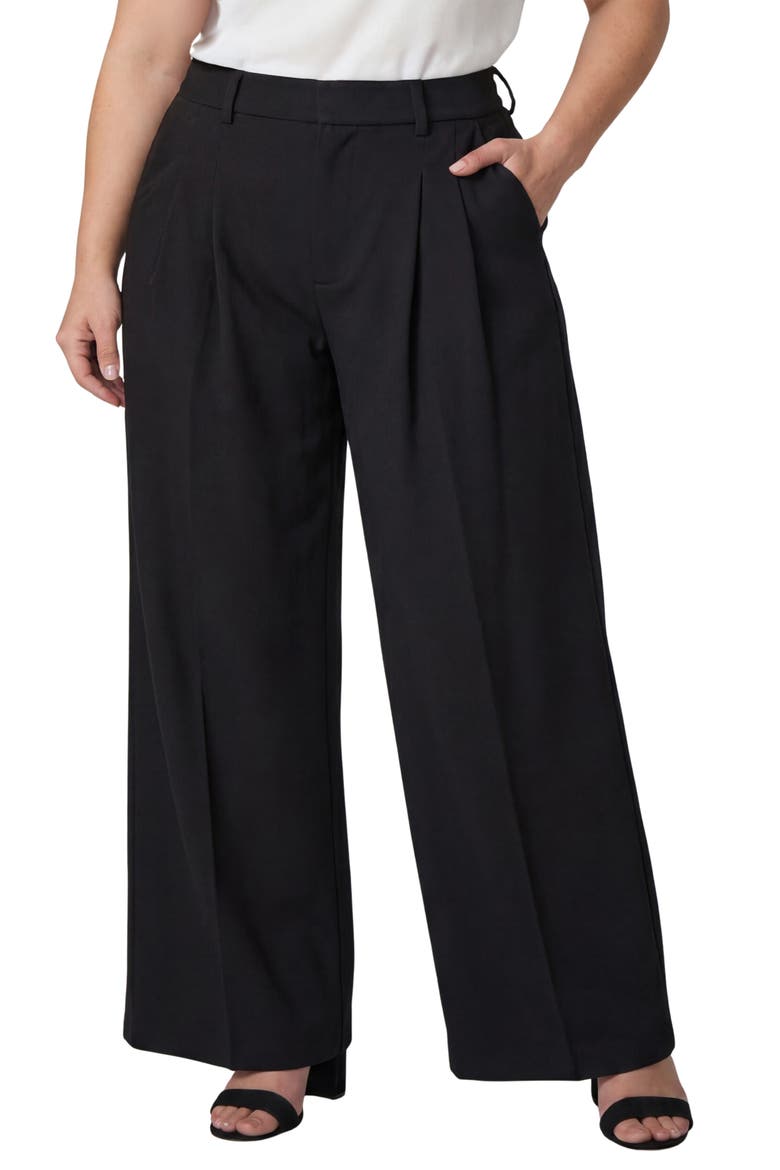 Brooke High Waist Wide Leg Trousers, Main, color, BLACK