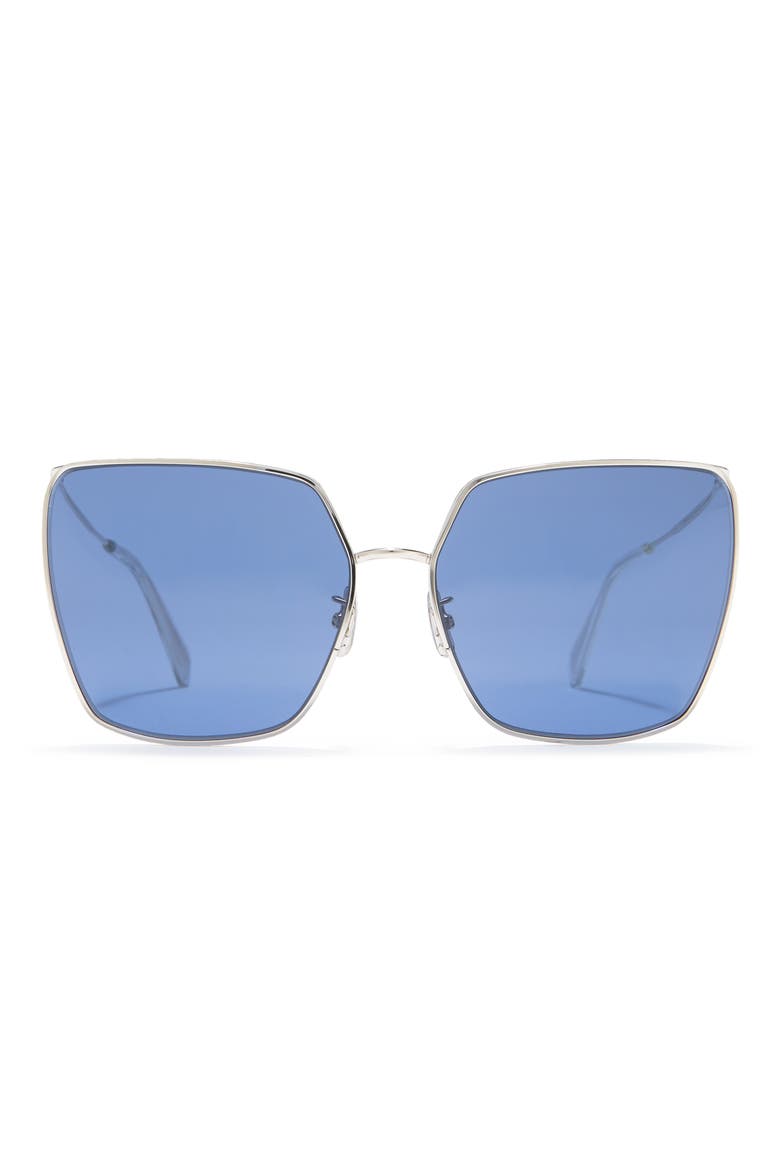 65mm Butterfly Sunglasses, Main, color, SHINY PALLADIUM / BLUE