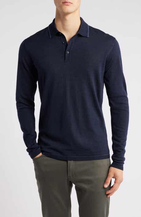 Roman Long Sleeve Merino Wool Sweater Polo