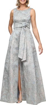 Alex Evenings Printed Sleeveless Jacquard Gown