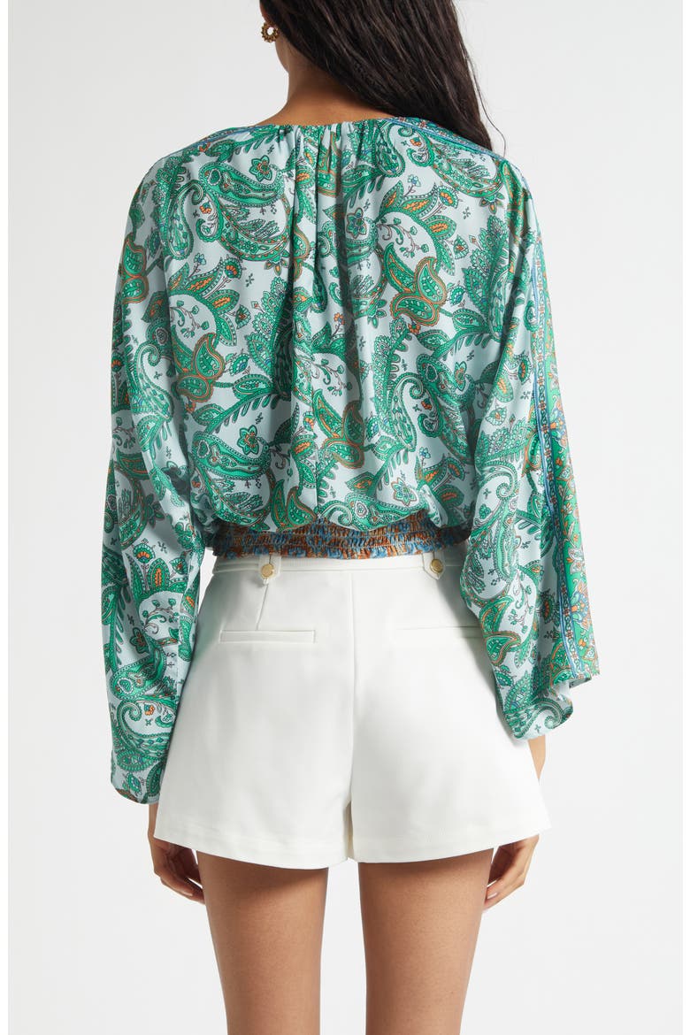 Trisha Paisley Deep V-Neck Top, Alternate, color, BRIGHT PALM PATCHWORK